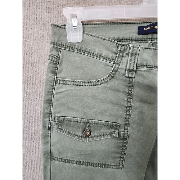 Levis Too Superlow 524 Jeans Womens Juniors 9 Green Flap Pockets Utility Stretch - Picture 2 of 8